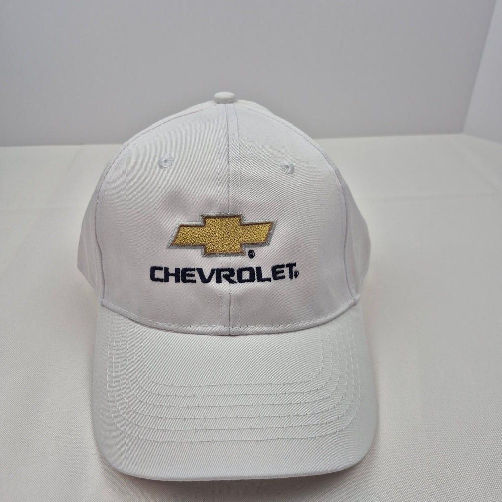 Chevrolet Hat Cap White Gold Bowtie Logo Strapback Baseball HeadtoToe HTT